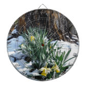 Gele deffodils in de sneeuw dartbord (Voorkant)
