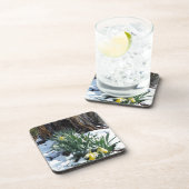 Gele deffodils in de sneeuw onderzetter (Rechterzijde)