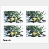 Gele deffodils in de sneeuw rechthoekige sticker (Vel)