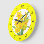 Gele deffodils op de Gele Floral Wall Clock Grote Klok (Hoek)