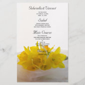 Gele deffodils op het White Spring Wedding Menu (Voorkant)