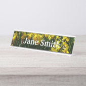 Gele deffodis ik Cheery Spring Flowers Bureau Naambordje (Voorkant)