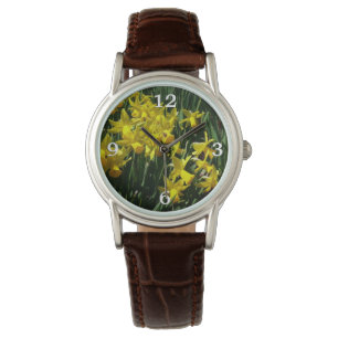 Gele deffodis ik Cheery Spring Flowers Horloge