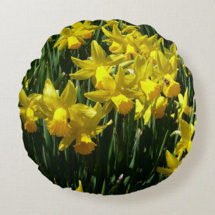 Gele deffodis ik Cheery Spring Flowers Rond Kussen