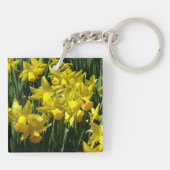 Gele deffodis ik Cheery Spring Flowers Sleutelhanger (Achterkant)