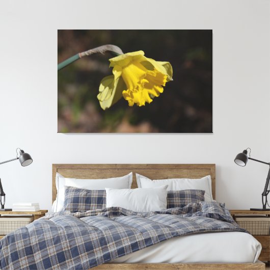 gele diaffodilventilator 48,00 x 32,00 inch canvas afdruk (Insitu (Slaapkamer))