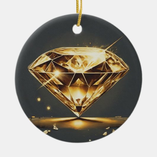 Gele Diamant en Watergolf Ontwerp Keramisch Ornament (Voorkant)