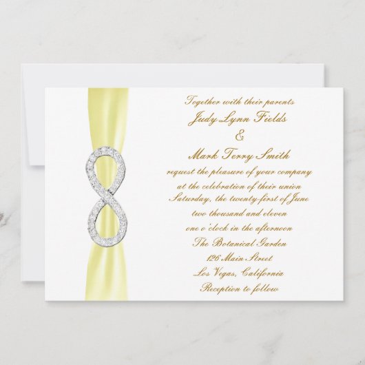 Gele Diamant Infinity bruiloft uitnodiging (Voorkant)