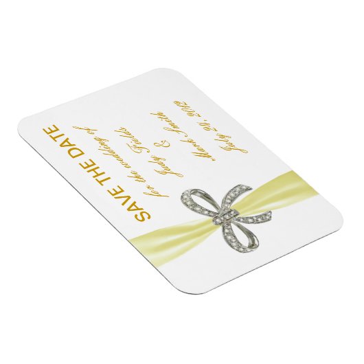 Gele diamanten boog trouw save the date magneet (Rechterzijde)