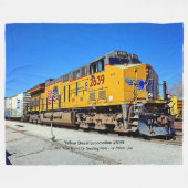 Gele diesellocomotieftrein - Naam Canvas toevoegen Fleece Deken (Voorkant (Horizontaal))