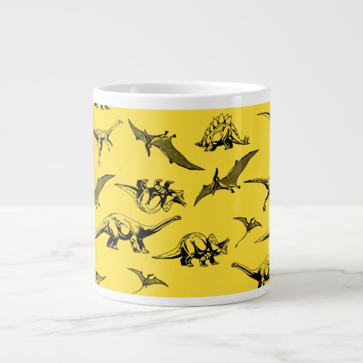 Gele dinosauriërs Jumbo Coffee Mok (Voorkant)