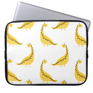 Gele dinosaurus naadloos patroon. Funny il Laptop Sleeve
