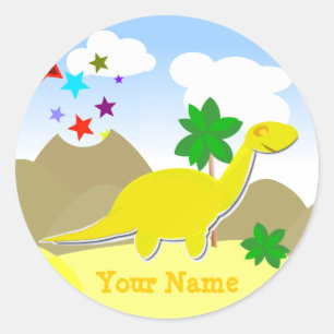 Gele Diplodocus Dinosaur Naam Sticker