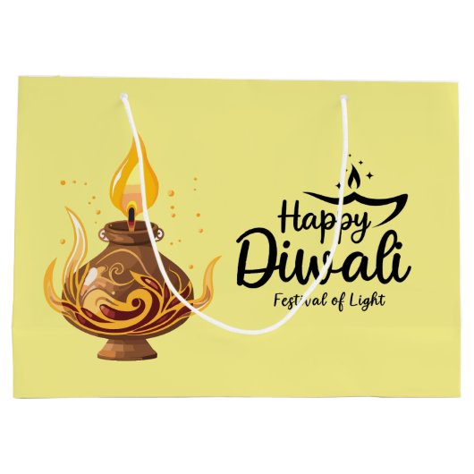 gele Diwali-olielamp Groot Cadeauzakje (Achterkant)