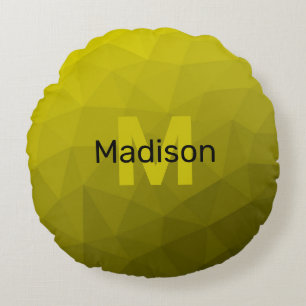 Gele donkere ombre geometrische mesh monogram rond kussen