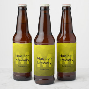 Gele donkere ombre geometrische mesh patroon Monog Bier Etiket