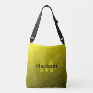 Gele donkere ombre geometrische mesh patroon Monog Crossbody Tas