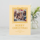 Gele Doodle Fotolijst Kerstmis Feestdagenkaart (Staand voorkant)