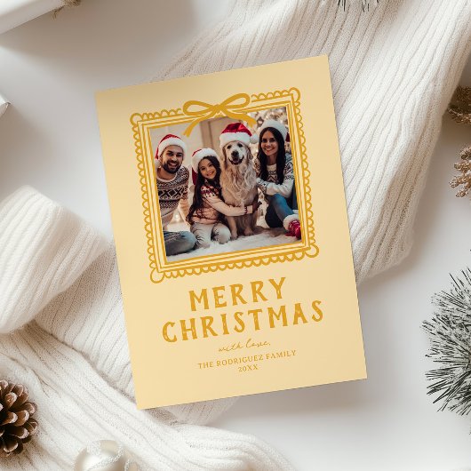 Gele Doodle Fotolijst Kerstmis Feestdagenkaart
