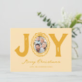 Gele Doodle Vreugde Foto Kerstmis Feestdagenkaart (Staand voorkant)