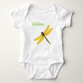 Gele dragonfly Aangepaste naam Bodysuit (Voorkant)