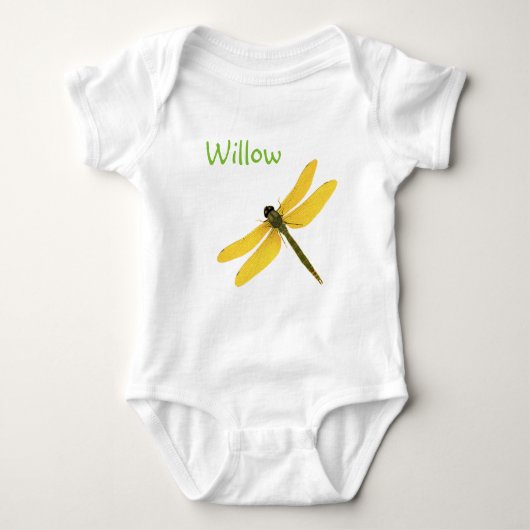 Gele dragonfly Aangepaste naam Bodysuit (Voorkant)