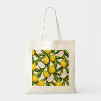 Gele Drakenvrucht Plakken Tropisch Patroon Tote Bag