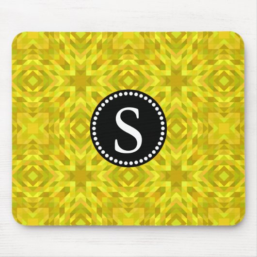 Gele driehoek Abstract Patroon zwart monogram Muismat (Voorkant)