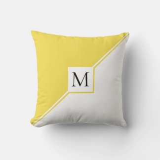 Gele driehoeken en moderne monogram kussen