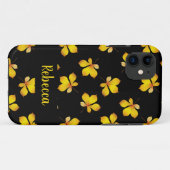 Gele droge bladeren, aangepaste naam zwart Case-Mate iPhone case (Achterkant (horizontaal))