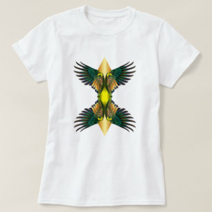 Gele Dubbele Vleugels Diamant Ontwerp T-shirt