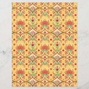 Gele dubbelzijdige scrapbookpapier met Indiase tem