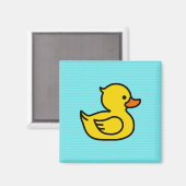 Gele Duck met Blue Background Square Magnet Magneet (Voorkant / Achterkant)