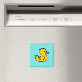 Gele Duck met Blue Background Square Magnet Magneet (Insitu (Vaatwasser))