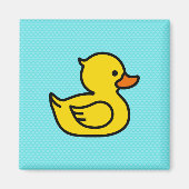 Gele Duck met Blue Background Square Magnet Magneet (Voorkant)