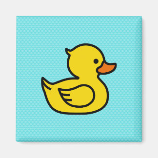 Gele Duck met Blue Background Square Magnet Magneet