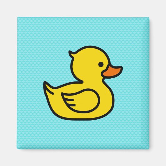 Gele Duck met Blue Background Square Magnet Magneet (Voorkant)