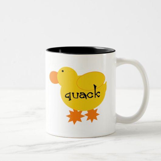 Gele Duck Quack-Mok Tweekleurige Koffiemok (Rechts)