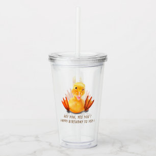 Gele Duck Verjaardag Acryl Tumbler Drinkbeker