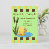 Gele Duckie 1e verjaardag Kaart (Staand voorkant)