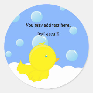 Gele Duckie in bubbelbad baby shower sticker