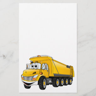 Gele Dump Truck 10w-Cartoon Briefpapier