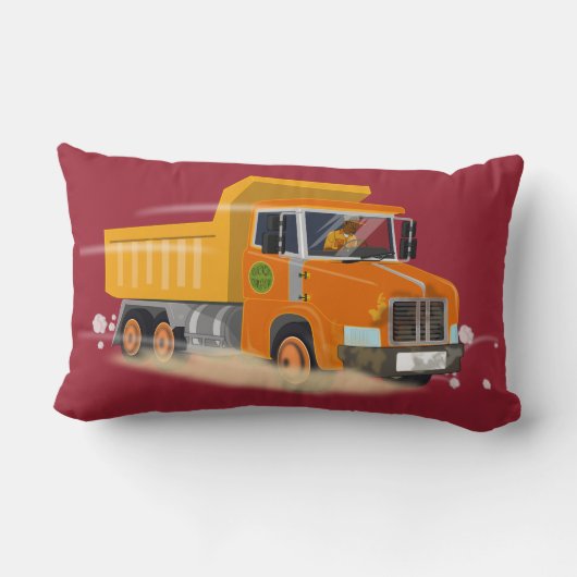 Gele Dump Truck Cartoon voor kinderen Kussen (Achterkant)