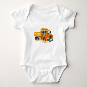 Gele Dump Truck Cartoon voor kinderen Romper