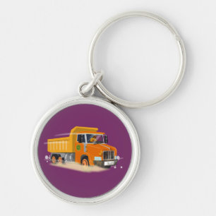 Gele Dump Truck Cartoon voor kinderen Sleutelhanger