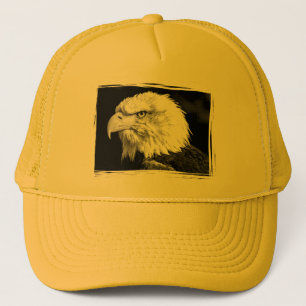 Gele Eagle Head Pop Art Moderne elegante Sjabloon Trucker Pet