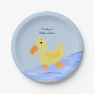 Gele Eend Baby Shower Papieren Bordje