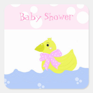 Gele Eend Baby Shower Vierkante Sticker