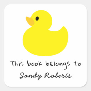 Gele eend - dit boek is van vierkante sticker