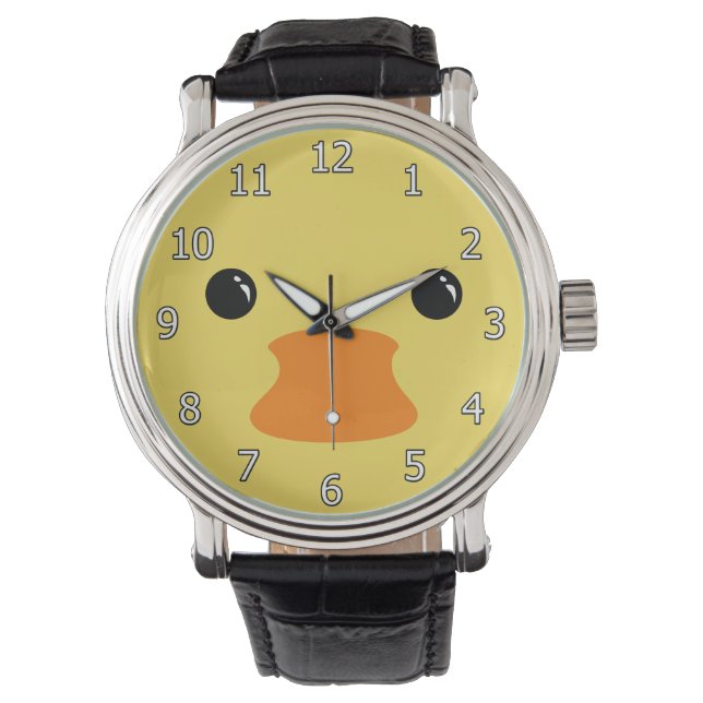 Gele Eend Leuk Dier Gezichtsontwerp Horloge (Voorkant)